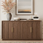 FORTUNETECMid - Century Modern 4 - Door Arched Sideboard in Walnut Wood