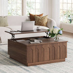 FORTUNETECMid - Century Modern Arched Walnut Coffee Table for Living Room
