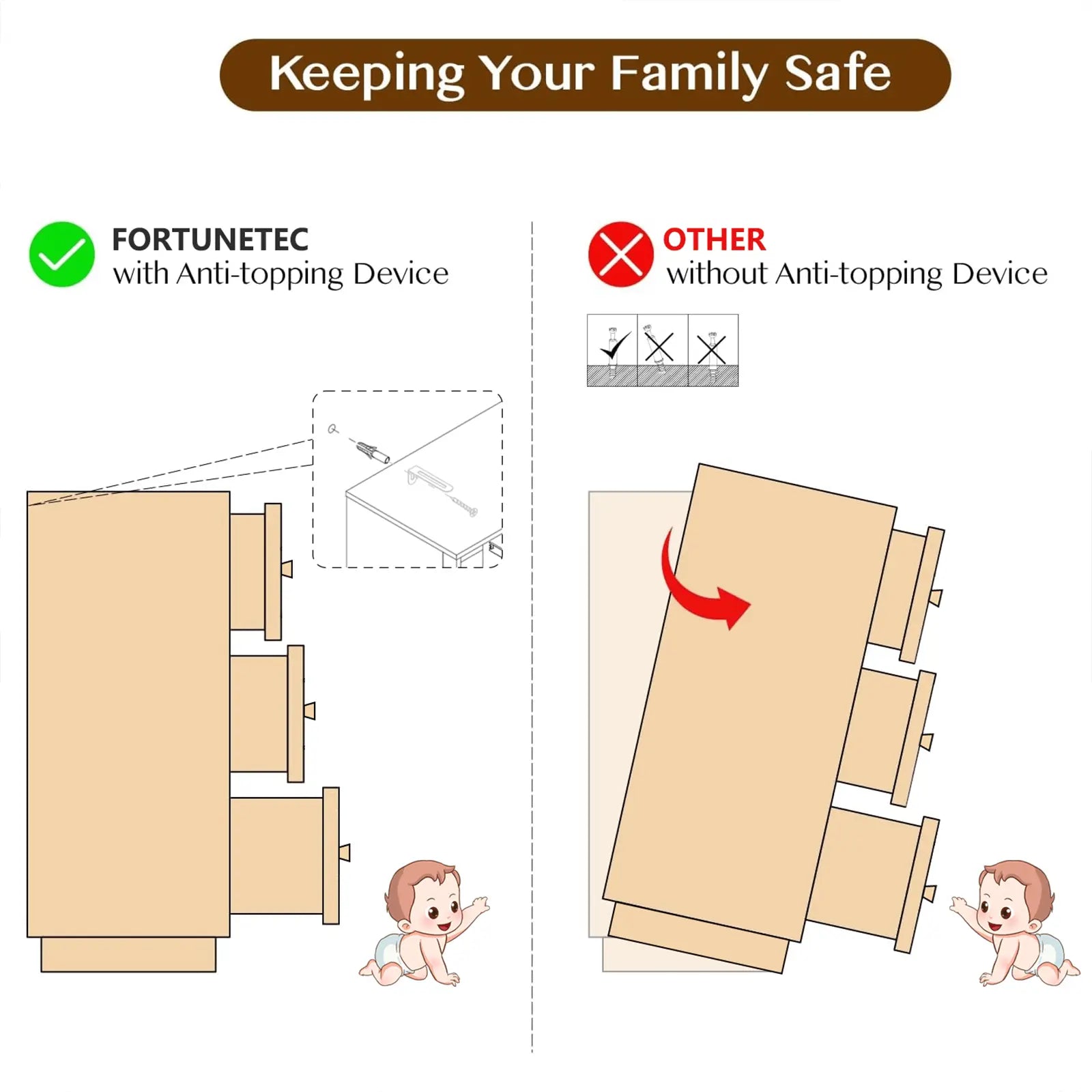 FORTUNETECMid - Century Modern Black 9 - Drawer Dresser