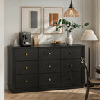 FORTUNETECMid - Century Modern Black 9 - Drawer Dresser