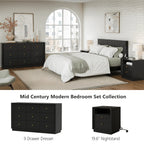 FORTUNETECMid - Century Modern Black 9 - Drawer Dresser