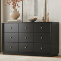 FORTUNETECMid - Century Modern Black 9 - Drawer Dresser