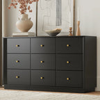 FORTUNETECMid - Century Modern Black 9 - Drawer Dresser