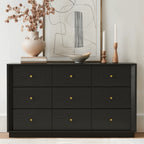 FORTUNETECMid - Century Modern Black 9 - Drawer Dresser