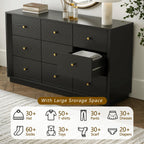 FORTUNETECMid - Century Modern Black 9 - Drawer Dresser