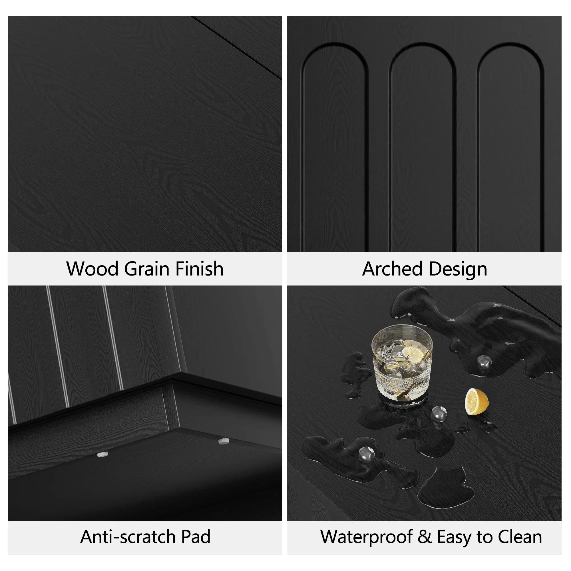 FORTUNETECmid - century modern black wood coffee table