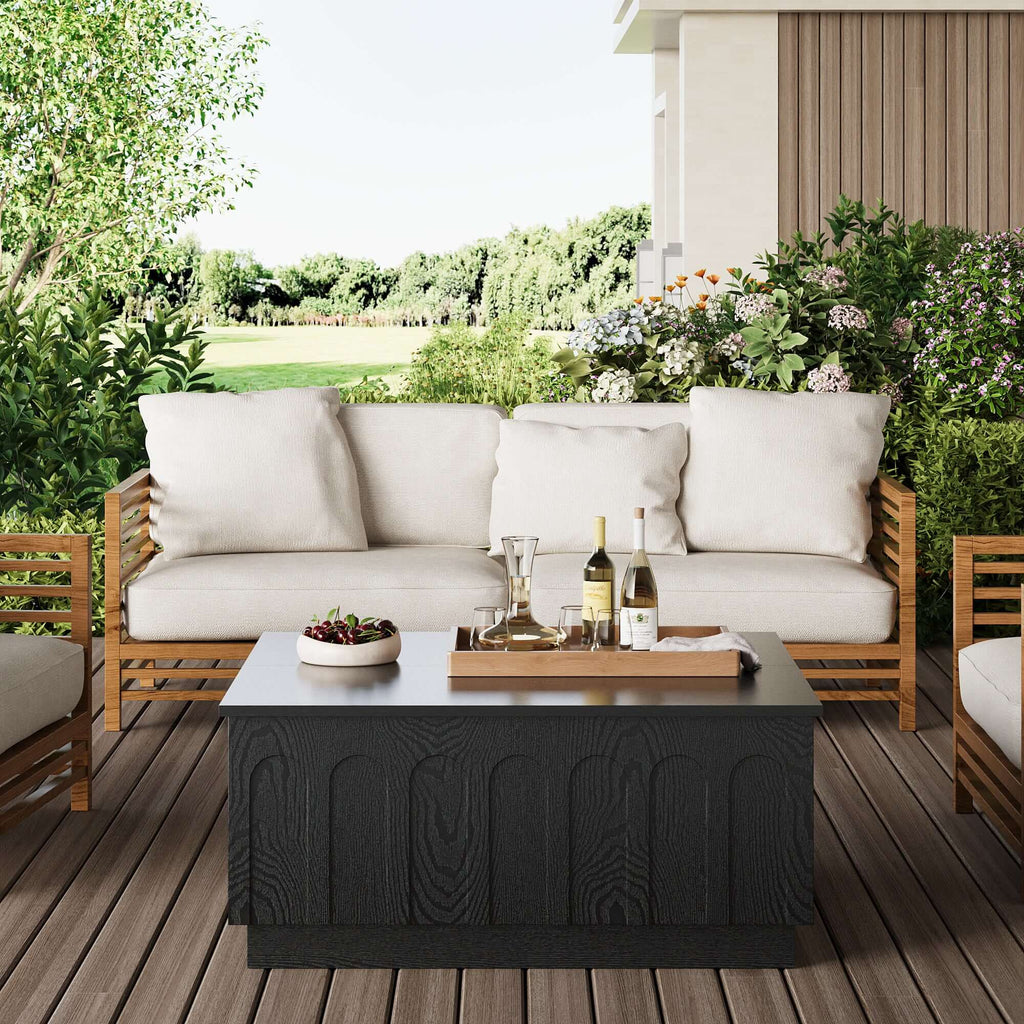 FORTUNETECmid - century modern black wood coffee table