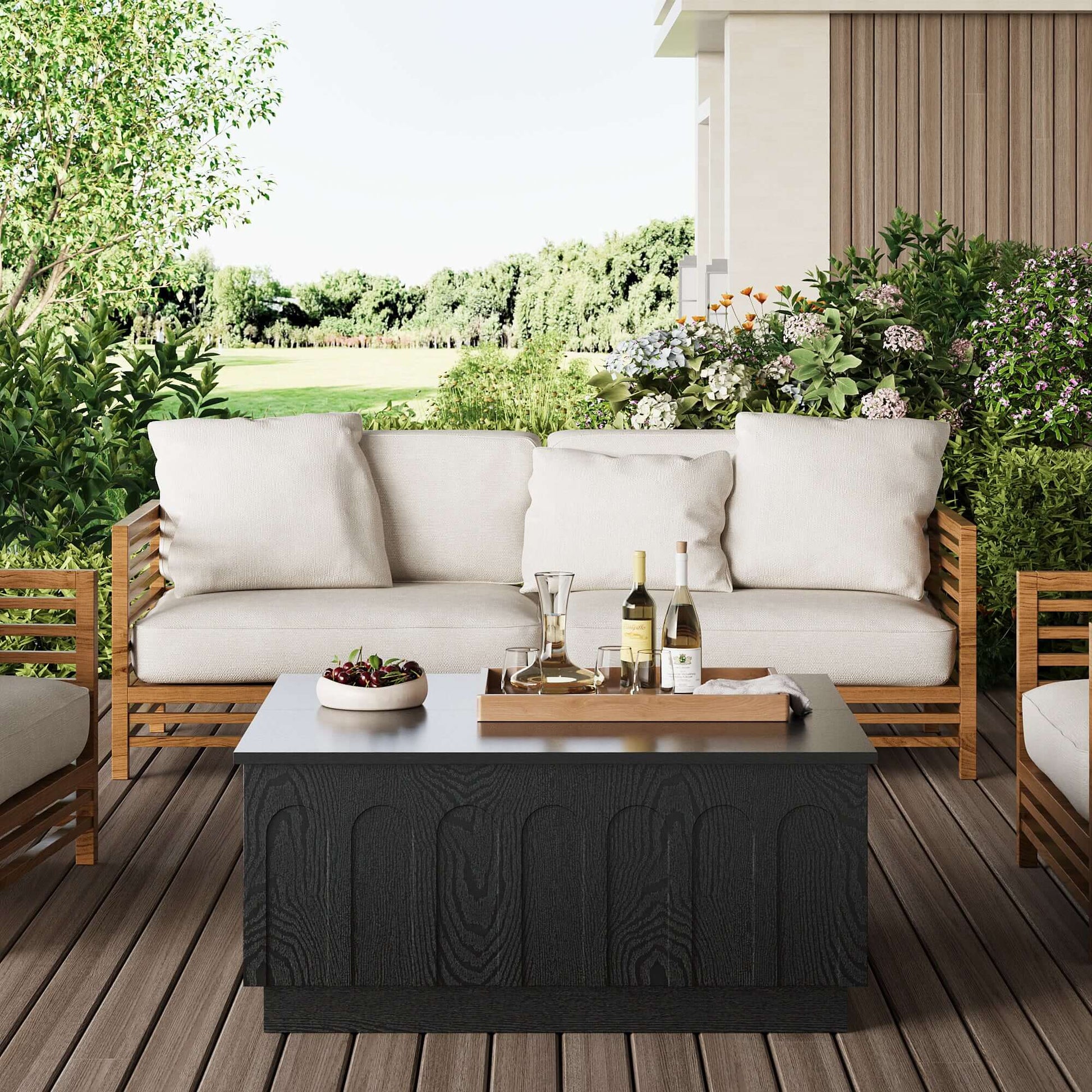 FORTUNETECmid - century modern black wood coffee table