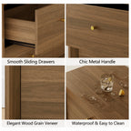 FORTUNETECMid - Century Modern Walnut 9 - Drawer Dresser – Wide Storage Chest for Bedroom & Living Room