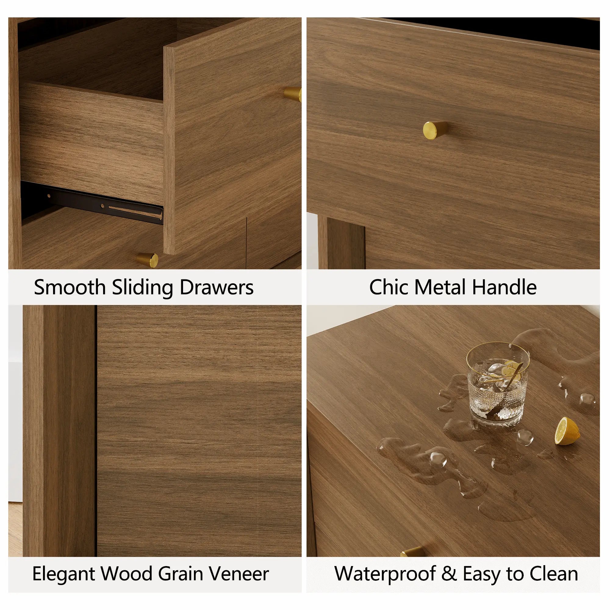 FORTUNETECMid - Century Modern Walnut 9 - Drawer Dresser – Wide Storage Chest for Bedroom & Living Room