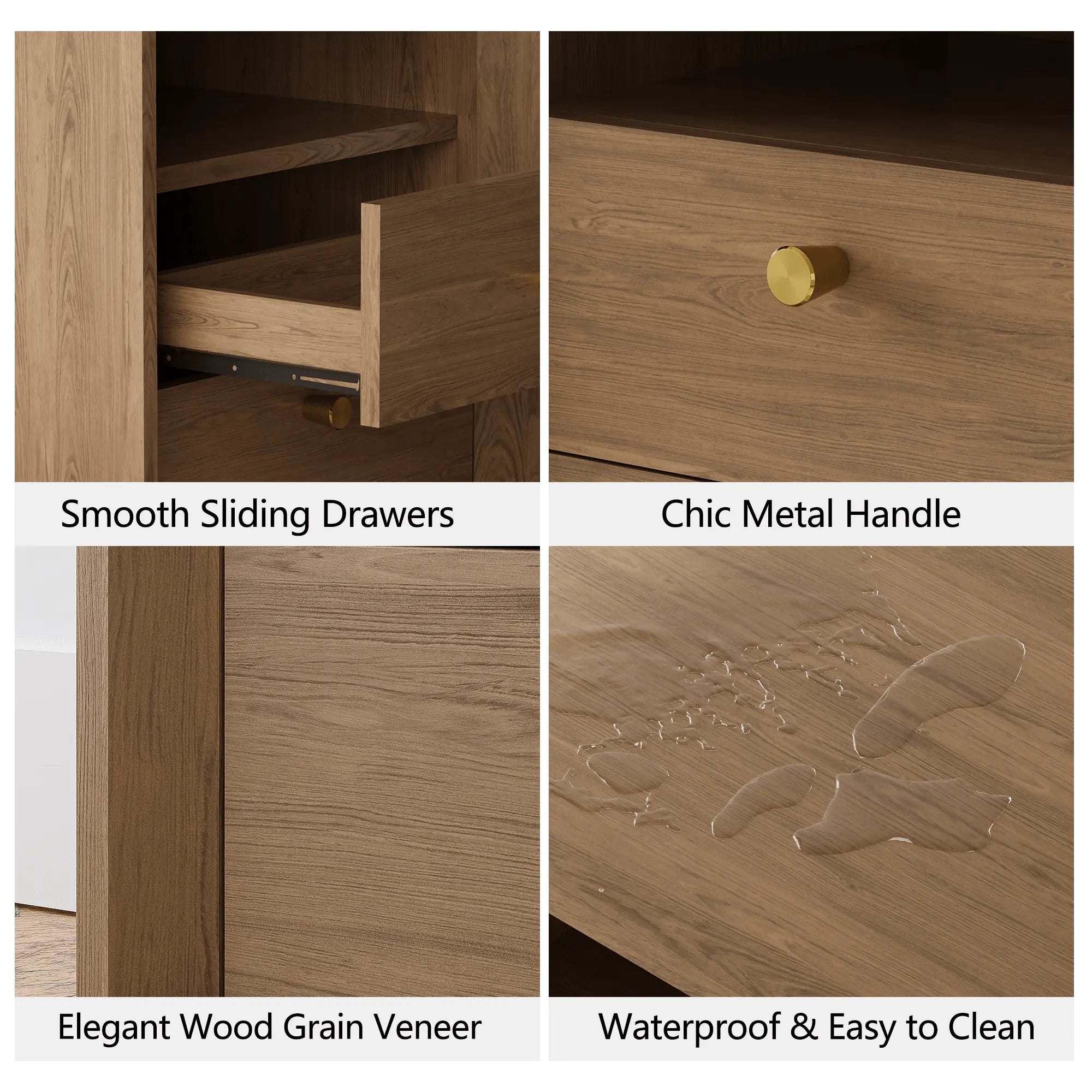 FORTUNETECMid - Century Modern Walnut Nightstand with Beveled Edges | Fortunetec