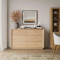FORTUNETECMid - Century Modern White Oak 6 - Drawer Dresser | FORTUNETEC