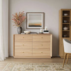 FORTUNETECMid - Century Modern White Oak 6 - Drawer Dresser | FORTUNETEC