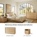 FORTUNETECMid - Century Modern White Oak 6 - Drawer Dresser | FORTUNETEC