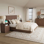 FORTUNETECMid - Century Walnut Nightstand with Arch Design | Fortunetec