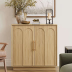 FORTUNETECModern Black Wood Sideboard Buffet Cabinet