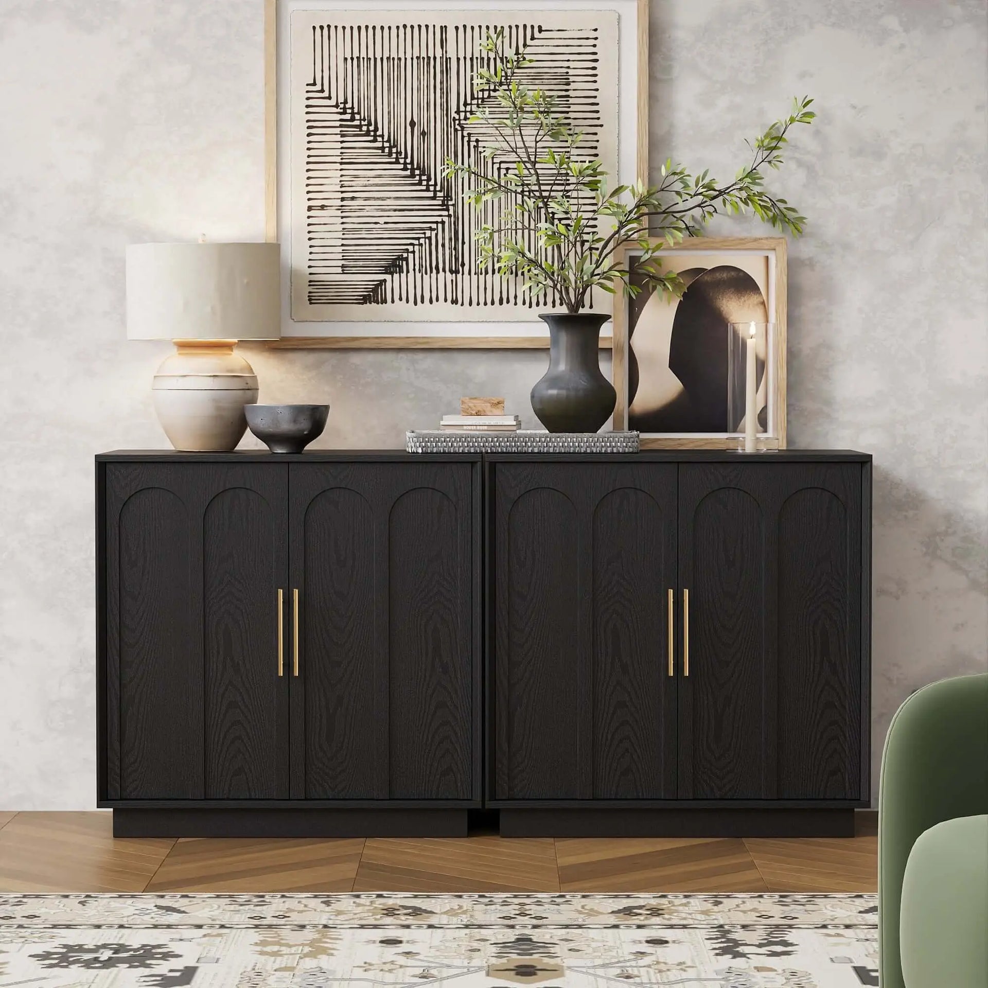 Stylish Modern Sideboard Black Wood Buffet — free download