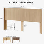 FORTUNETECModern Oak Fluted Queen Headboard with Wingback Panels – Farmhouse Style