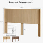 FORTUNETECModern Oak Fluted Queen Headboard with Wingback Panels – Farmhouse Style