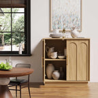 FORTUNETECModern Oak Sideboard Buffet Cabinet with Storage