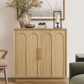 FORTUNETECModern Oak Sideboard Buffet Cabinet with Storage