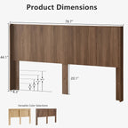 FORTUNETECModern Walnut Fluted Headboard with Wingback Panels – Farmhouse Style