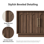 FORTUNETECWalnut Arched TV Stand – Mid - Century Modern Style