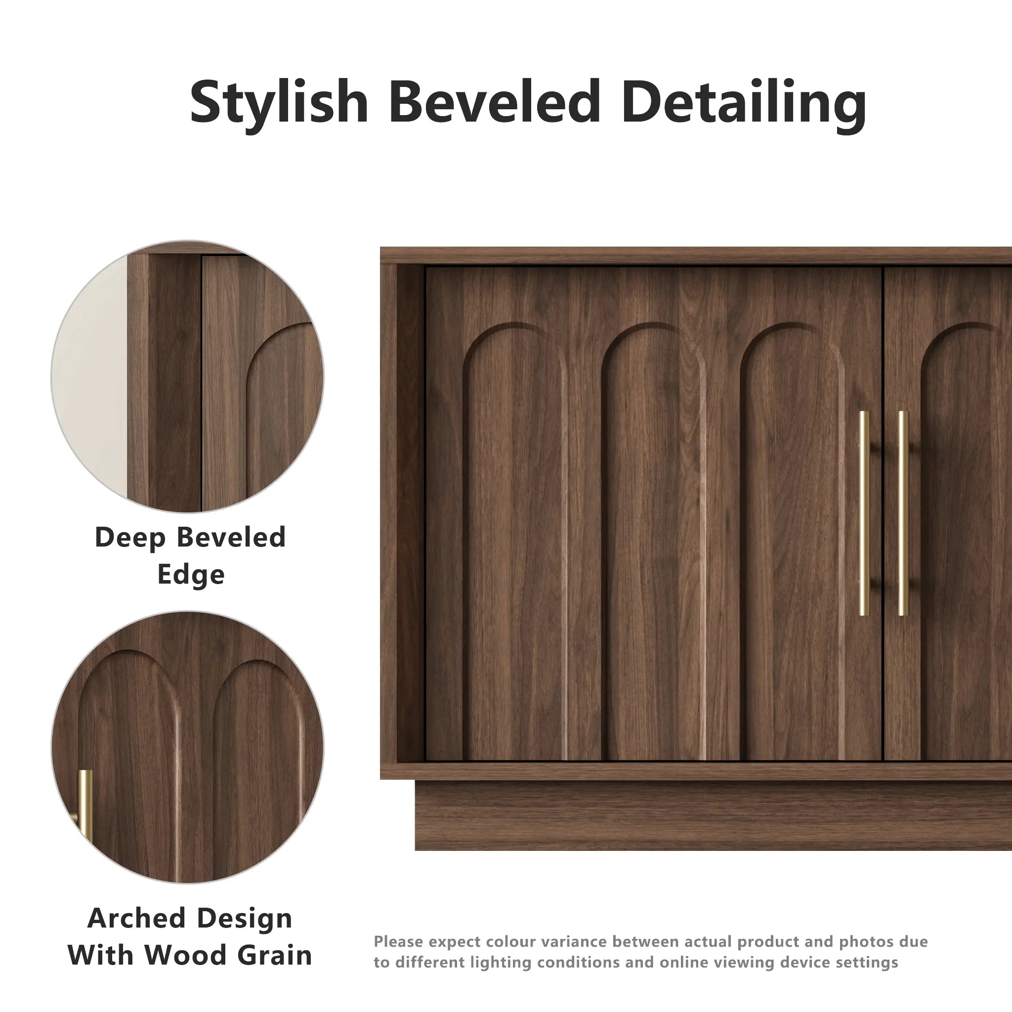 FORTUNETECWalnut Arched TV Stand – Mid - Century Modern Style