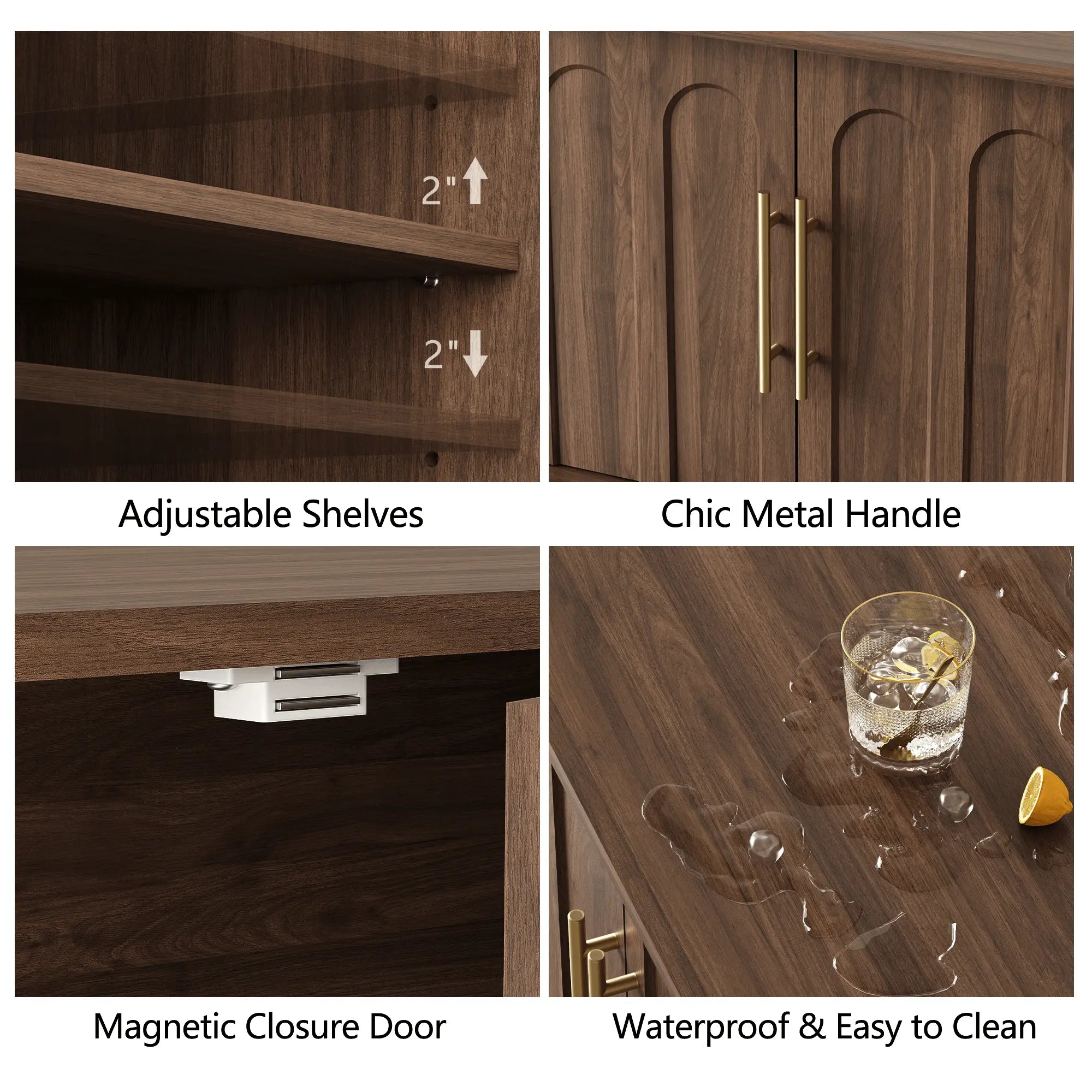 FORTUNETECWalnut Arched TV Stand – Mid - Century Modern Style