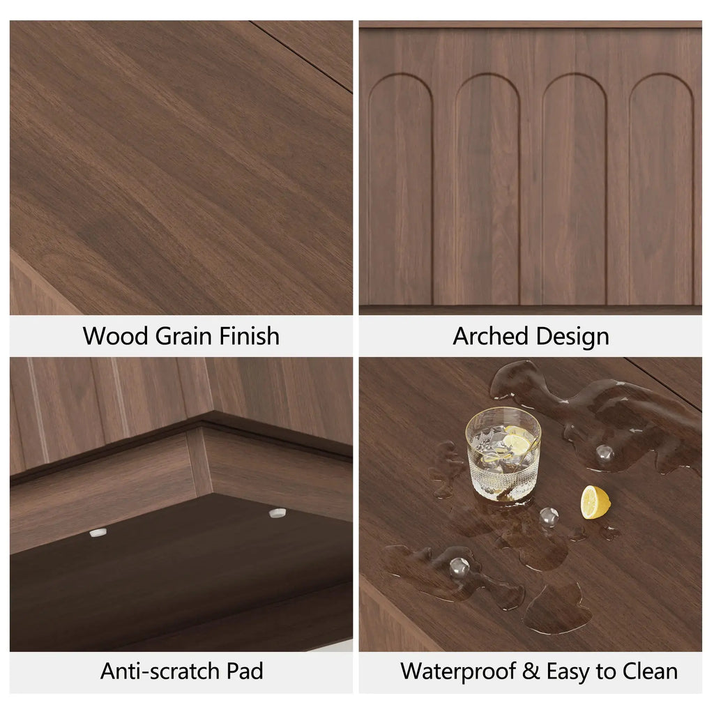 FORTUNETECWalnut Arched TV Stand – Mid - Century Modern Style