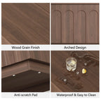 FORTUNETECWalnut Arched TV Stand – Mid - Century Modern Style