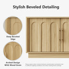 FORTUNETECWhite Oak Arched TV Stand – Mid - Century Modern Style