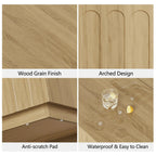 FORTUNETECWhite Oak Arched TV Stand – Mid - Century Modern Style