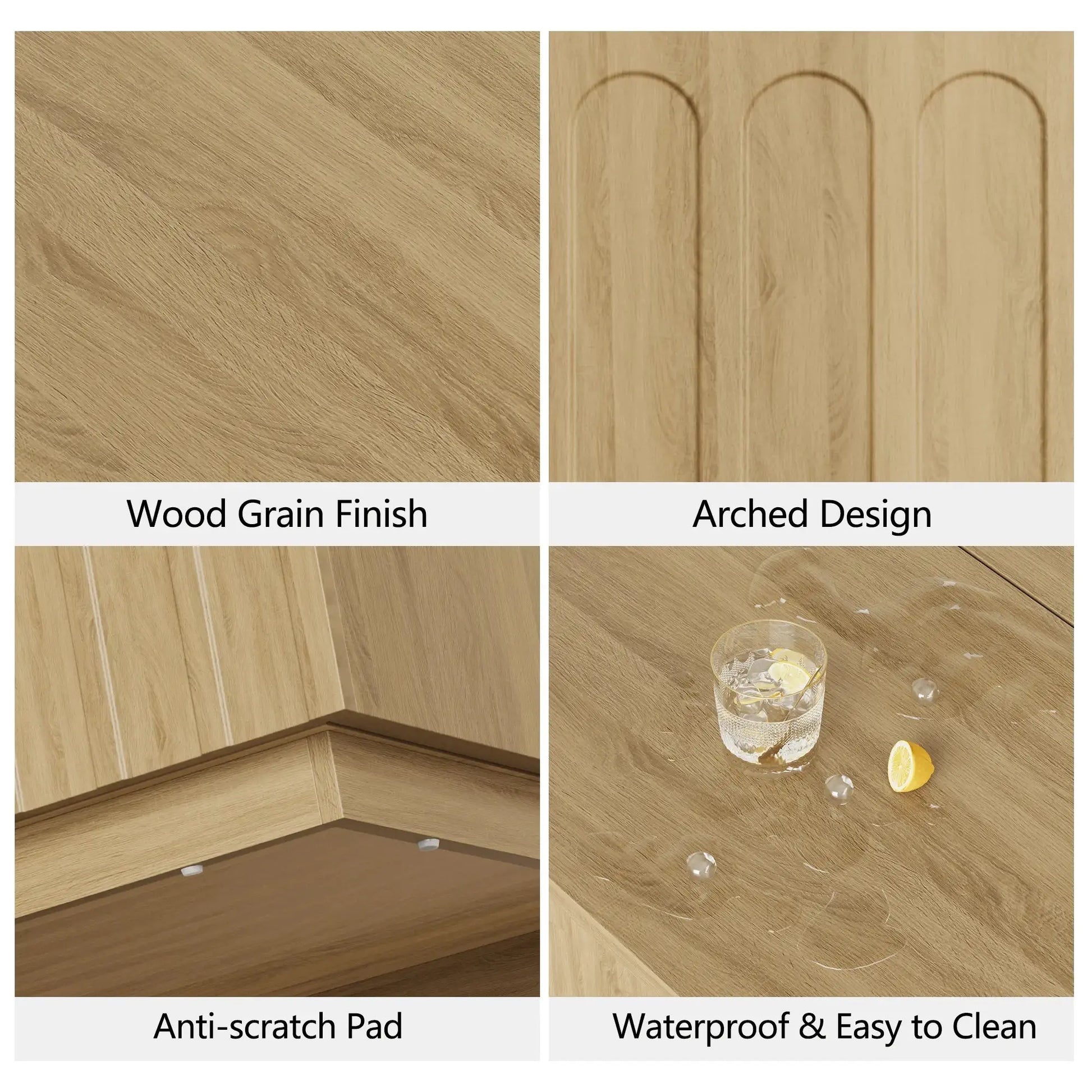 FORTUNETECWhite Oak Arched TV Stand – Mid - Century Modern Style