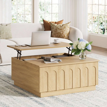 FORTUNETECWhite Oak Coffee Table – Mid - Century Modern Arched | FORTUNETEC
