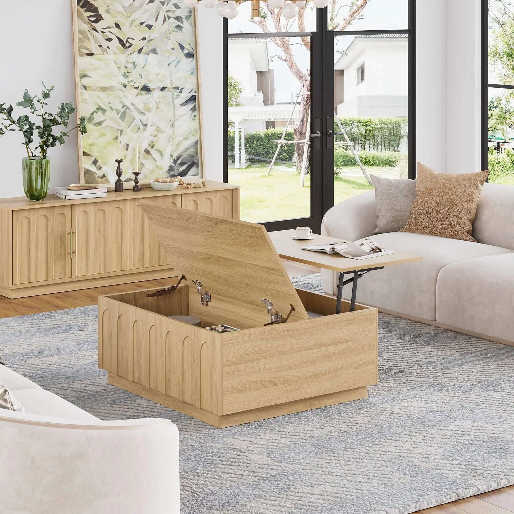 FORTUNETECWhite Oak Coffee Table – Mid - Century Modern Arched | FORTUNETEC