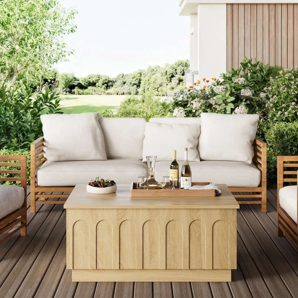 FORTUNETECWhite Oak Coffee Table – Mid - Century Modern Arched | FORTUNETEC