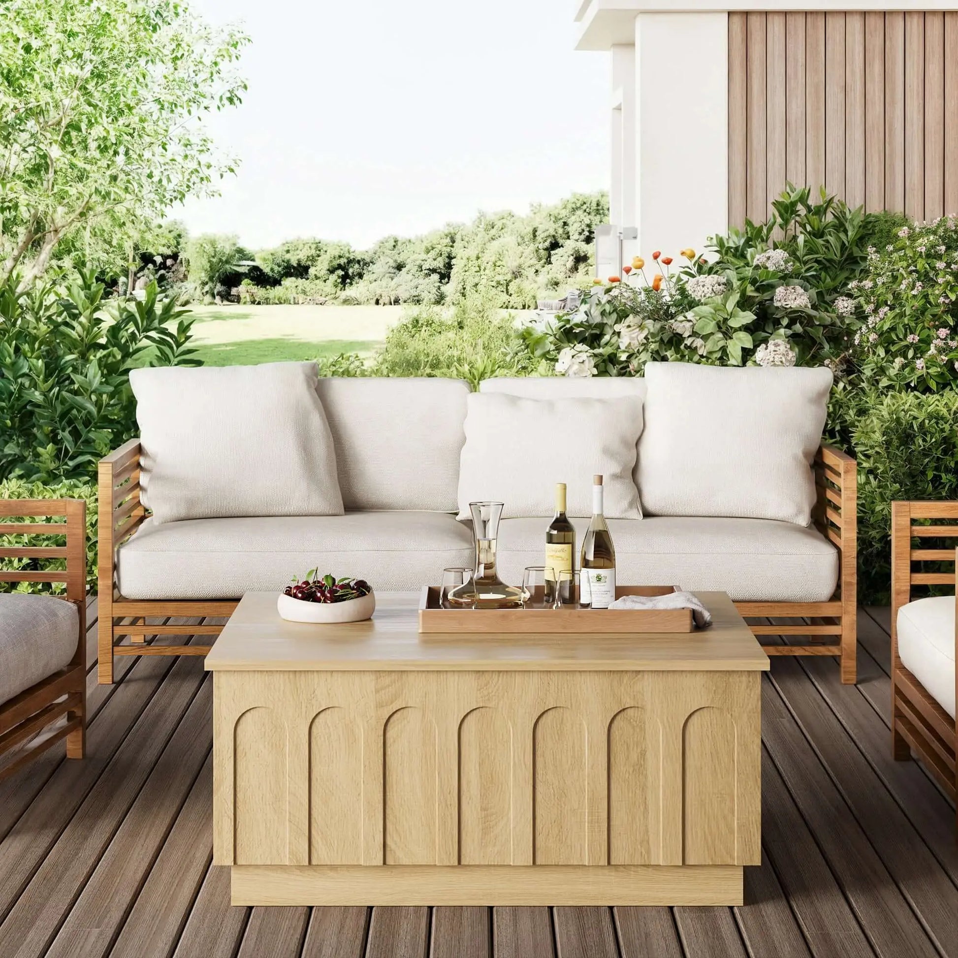 FORTUNETECWhite Oak Coffee Table – Mid - Century Modern Arched | FORTUNETEC